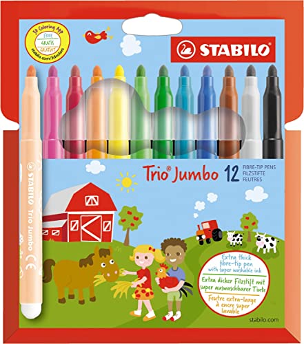 Dicker Filzstift - STABILO Trio Jumbo - 12er Pack - mit 12 verschiedenen Farben von STABILO