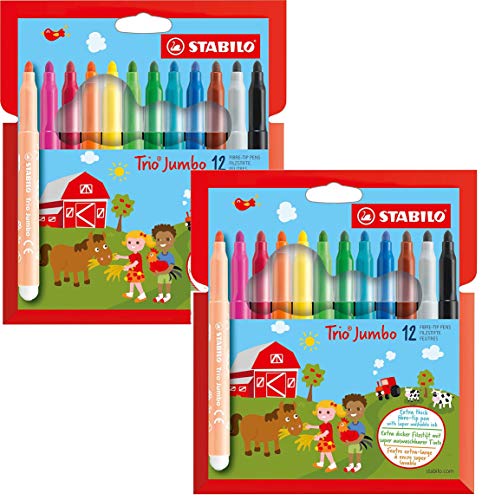 Dicker Filzstift - STABILO Trio Jumbo - 2x 12er Pack - 12 Farben von STABILO