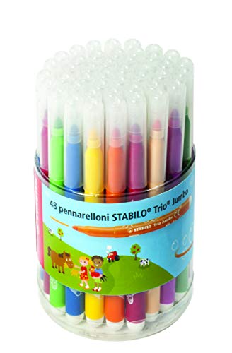 Dicker Filzstift - STABILO Trio Jumbo - 48er Pack - mit 12 verschiedenen Farben von STABILO