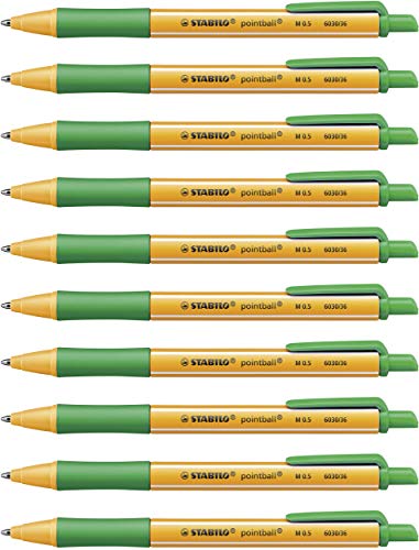 STABILO - Druck-Kugelschreiber - pointball - 10er Pack - grün von STABILO