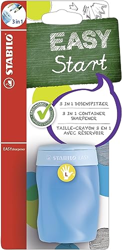 STABILO - Ergonomischer Dosen-Spitzer für Linkshänder - EASYsharpener - 3 in 1 - blau von STABILO