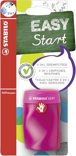 STABILO - Ergonomischer Dosen-Spitzer für Rechtshänder - EASYsharpener - 3 in 1 - pink von STABILO