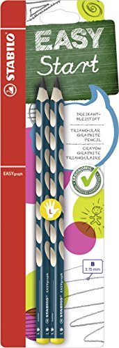 Ergonomischer Dreikant-Bleistift für Linkshänder - STABILO EASYgraph in petrol - 2er Pack - Härtegrad B von STABILO