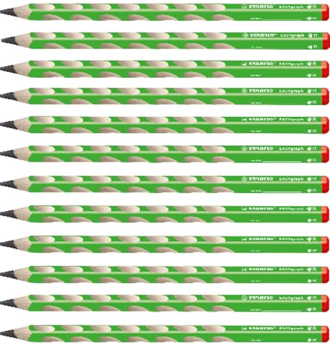 STABILO - Ergonomischer Dreikant-Bleistift für Rechtshänder - EASYgraph in grün - 12er Pack - Härtegrad HB von STABILO