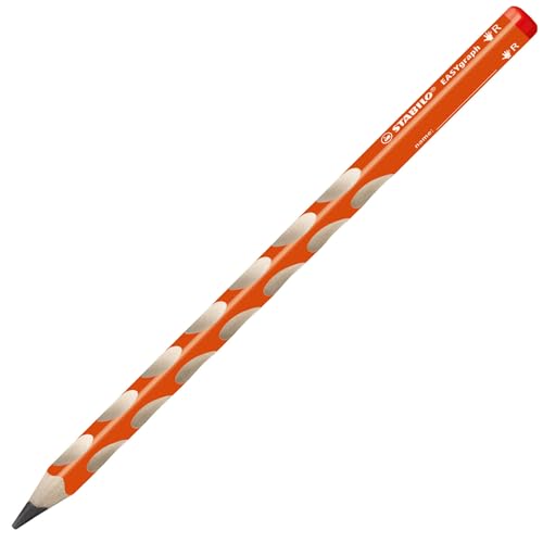 Ergonomischer Dreikant-Bleistift für Rechtshänder - STABILO EASYgraph in orange - Einzelstift - Härtegrad B von STABILO