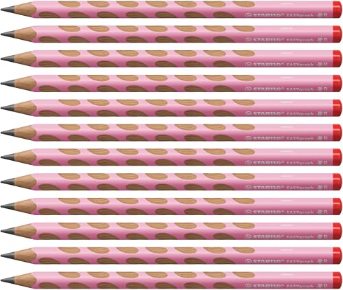 Ergonomischer Dreikant-Bleistift für Rechtshänder - STABILO EASYgraph in pastellpink - 12er Pack - Härtegrad HB von STABILO