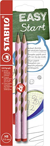 Ergonomischer Dreikant-Bleistift für Rechtshänder - STABILO EASYgraph in pastellpink - 2er Pack - Härtegrad HB von STABILO