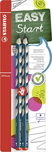 STABILO - Ergonomischer Dreikant-Bleistift für Rechtshänder - EASYgraph in petrol - 2er Pack - Härtegrad B von STABILO