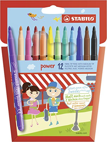 Filzstift - STABILO power - 12er Pack - mit 12 verschiedenen Farben von STABILO