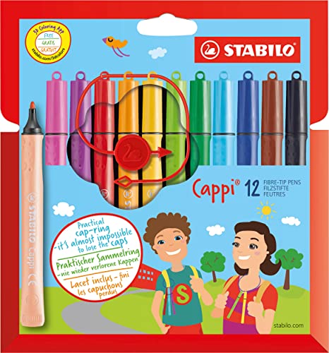 STABILO - Filzstift mit Kappenring - Cappi - 12er Pack - mit 12 verschiedenen Farben von STABILO