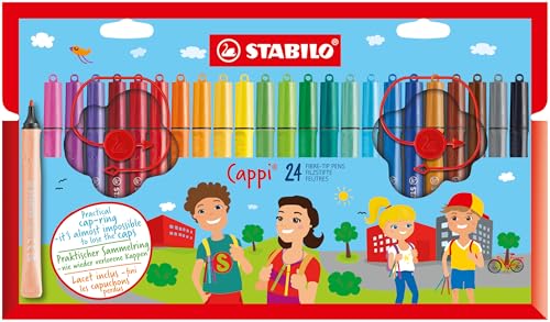 STABILO - Filzstift mit Kappenring - Cappi - 24er Pack - mit 24 verschiedenen Farben von STABILO