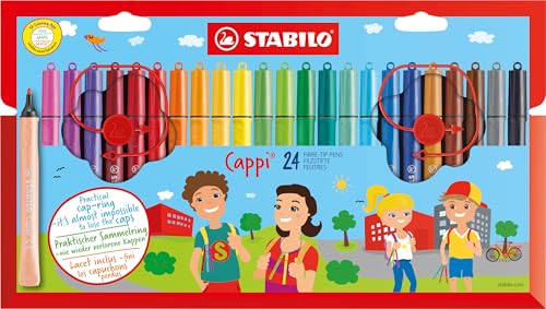 STABILO - Filzstift mit Kappenring - Cappi - 24er Pack - mit 24 verschiedenen Farben von STABILO