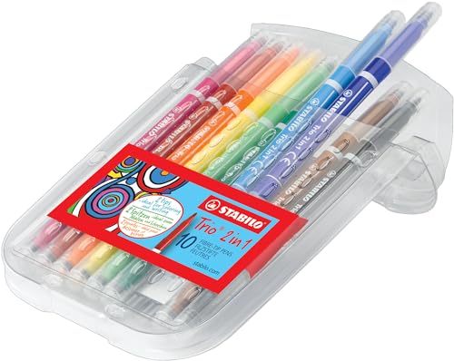 Filzstift und Fineliner in einem - STABILO Trio 2 in 1 - 10er Pack - mit 10 verschiedenen Farben von STABILO