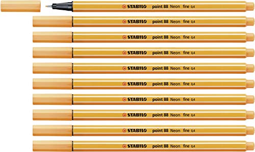 Fineliner - STABILO point 88 - 10er Pack - Neonfarbe, leuchtfarbenorange von STABILO