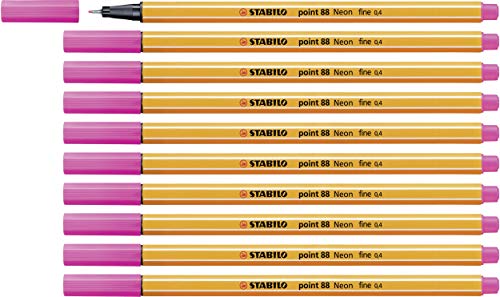 STABILO - Fineliner - point 88-10er Pack - Neonfarbe, leuchtfarbenrosa von STABILO