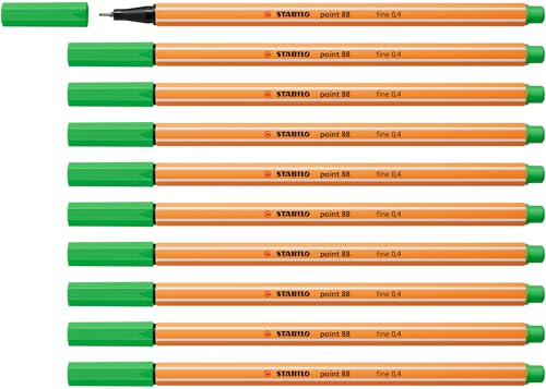 Fineliner - STABILO point 88 - 10er Pack - hellgrün von STABILO