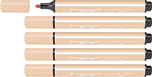 STABILO Gefederter Dreikant-Filzstift Trio Scribbi - 5er Pack - apricot von STABILO