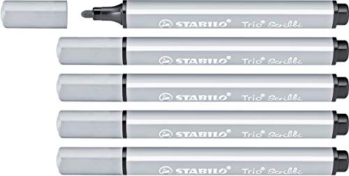 Gefederter Dreikant-Filzstift - STABILO Trio Scribbi - 5er Pack - elefantengrau von STABILO