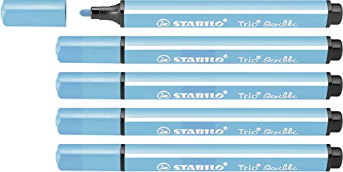 Gefederter Dreikant-Filzstift - STABILO Trio Scribbi - 5er Pack - hellblau von STABILO