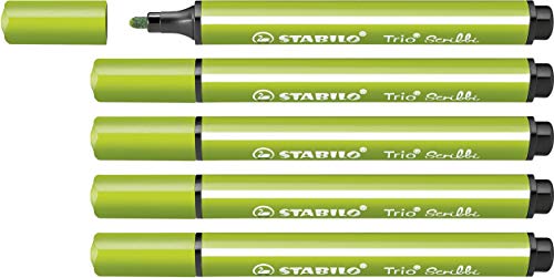 Gefederter Dreikant-Filzstift - STABILO Trio Scribbi - 5er Pack - hellgrün von STABILO