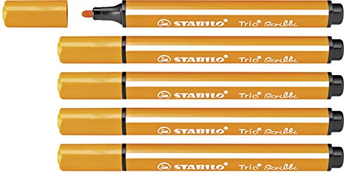 Gefederter Dreikant-Filzstift - STABILO Trio Scribbi - 5er Pack - orange von STABILO