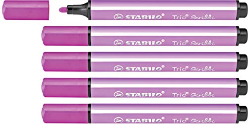 STABILO - Gefederter Dreikant-Filzstift - Trio Scribbi - 5er Pack - rosa von STABILO