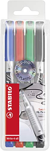 STABILO - Permanent-Marker - Write-4-all - fein - 4er Pack - blau, rot, grün, schwarz von STABILO