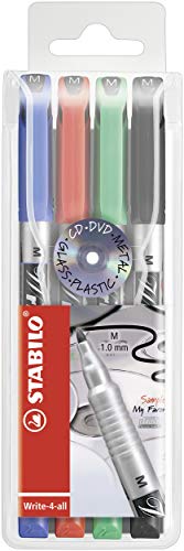 STABILO - Permanent-Marker - Write-4-all - medium - 4er Pack - blau, rot, grün, schwarz von STABILO