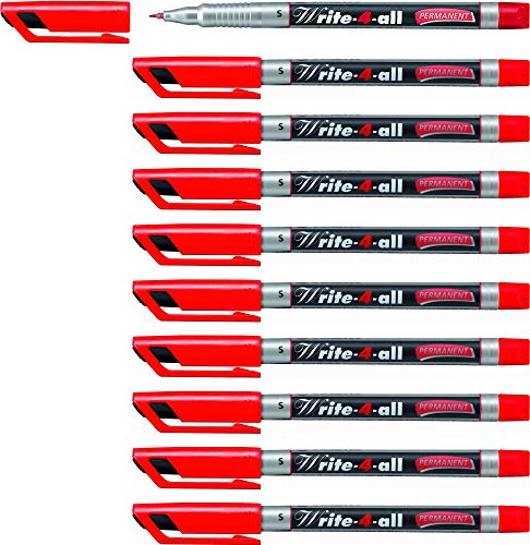 STABILO - Permanent-Marker - Write-4-all - superfein - 10er Pack - rot von STABILO