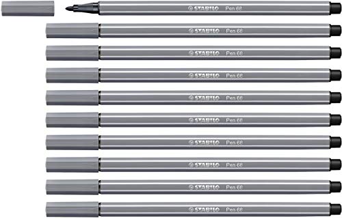 STABILO - Premium-Filzstift - Pen 68-10er Pack - dunkelgrau von STABILO