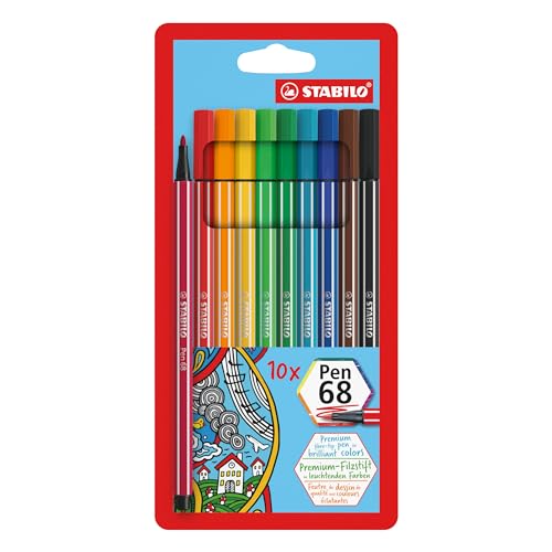 STABILO - Premium-Filzstift - Pen 68-10er Pack - mit 10 verschiedenen Farben von STABILO