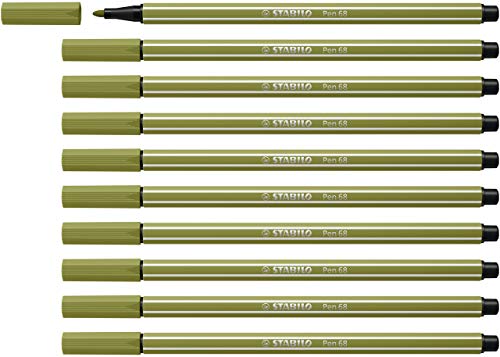 Premium-Filzstift - STABILO Pen 68-10er Pack - schlammgrün von STABILO