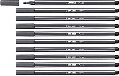 STABILO - Premium-Filzstift - Pen 68-10er Pack - schwarzgrau von STABILO