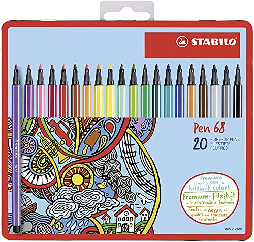 Premium-Filzstift - STABILO Pen 68-50er Metalletui - mit 46 verschiedenen Farben (50er Metalletui) (50er Metalletui) (‎20er Metalletui Limited) von STABILO