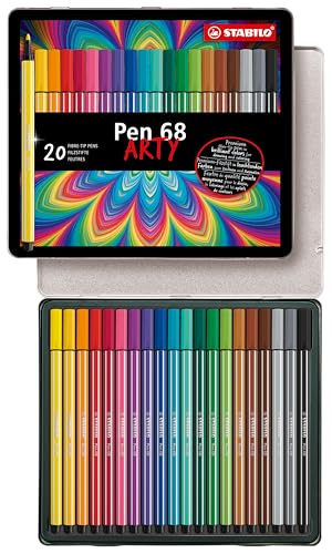 STABILO - Premium-Filzstift - Pen 68 - ARTY - 20er Metalletui - mit 20 verschiedenen Farben von STABILO