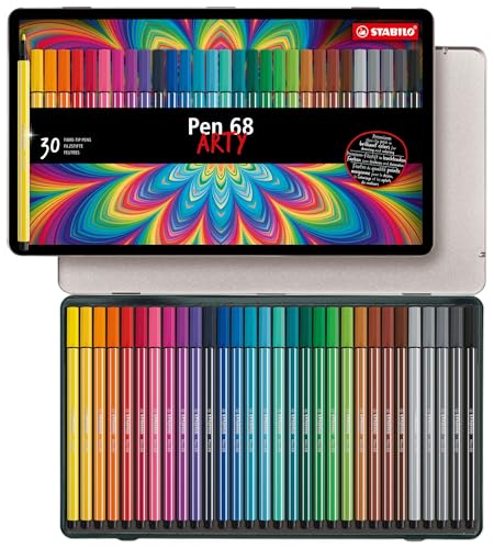 STABILO - Premium-Filzstift - Pen 68 - ARTY - 30er Metalletui - mit 30 verschiedenen Farben von STABILO