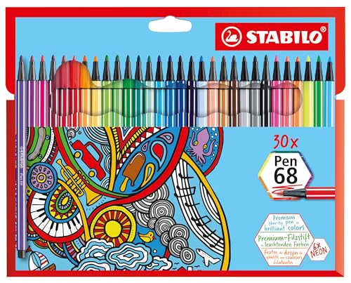 STABILO - Premium-Filzstift - Pen 68-30er Pack - mit 30 verschiedenen Farben von STABILO