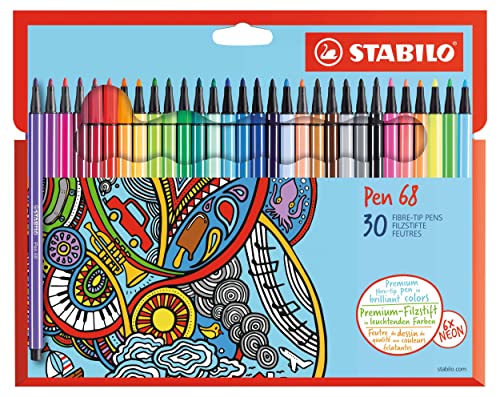 Premium-Filzstift - STABILO Pen 68 - 30er Pack - mit 30 verschiedenen Farben von STABILO