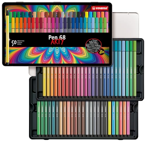 Premium-Filzstift - STABILO Pen 68 - ARTY - 50er Metalletui - mit 46 verschiedenen Farben von STABILO