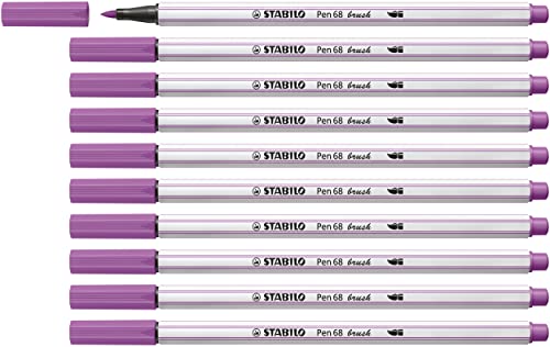 STABILO - Premium-Filzstift mit Pinselspitze für variable Strichstärken - Pen 68 brush - 10er Pack - pflaume von STABILO