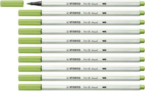 STABILO - Premium-Filzstift mit Pinselspitze für variable Strichstärken - Pen 68 brush - 10er Pack - pistazie von STABILO