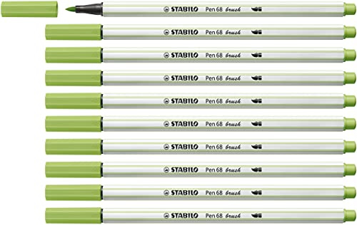 STABILO Premium-Filzstift mit Pinselspitze für variable Strichstärken Pen 68 brush - 10er Pack - pistazie von STABILO