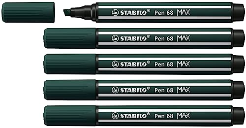 STABILO - Premium-Filzstift mit dicker Keilspitze - Pen 68 MAX - 5er Pack - grünerde von STABILO