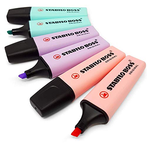 STABILO BOSS ORIGINAL Textmarker Marker – Set von 6 – Pastell Rosa, Lila und Türkis von STABILO