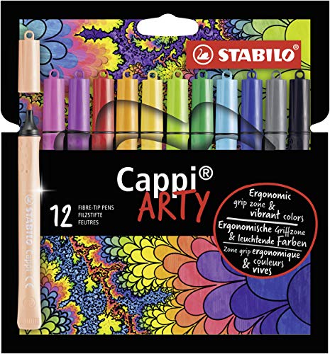 STABILO - Filzstift mit Kappenring - Cappi - ARTY - 12er Pack - mit 12 verschiedenen Farben von STABILO