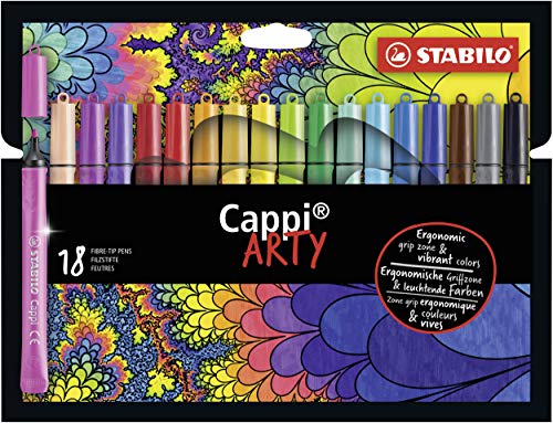 STABILO - Filzstift mit Kappenring - Cappi - ARTY - 18er Pack - mit 18 verschiedenen Farben von STABILO