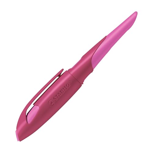 STABILO - Ergonomischer Schulfüller für Rechtshänder mit Anfänger-Feder A - EASYbirdy in beere/pink - inkl. Patrone - blau (löschbar) von STABILO