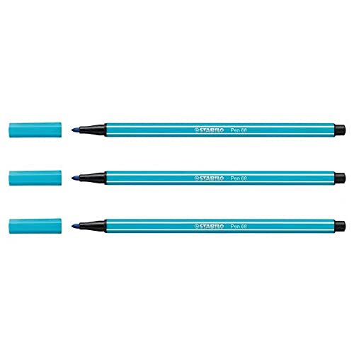 STABILO Fasermaler Pen 68, Strichstärke: 1,0 mm, neonblau VE=3 von STABILO