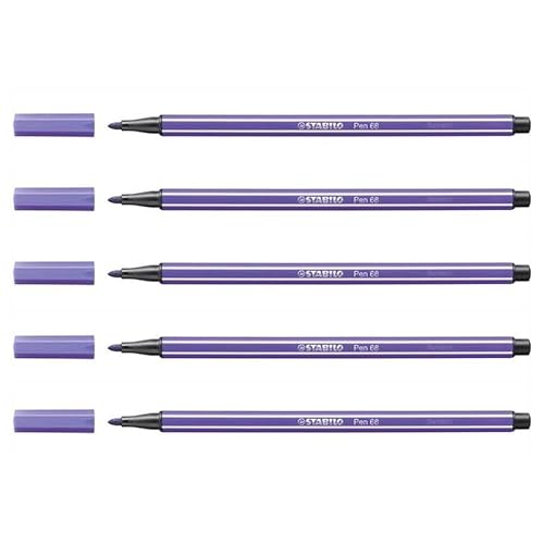 STABILO Fasermaler Pen 68, Strichstärke: 1,0 mm, violett VE=5 von STABILO