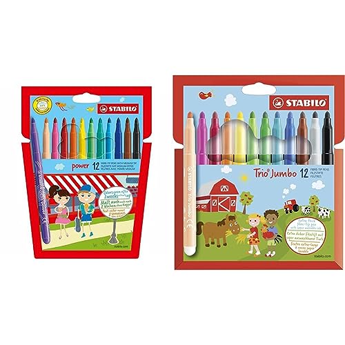 Stifte-Set STABILO - Filzstift - power - 12er Pack & Dicker Filzstift - Trio Jumbo - 12er Pack von STABILO